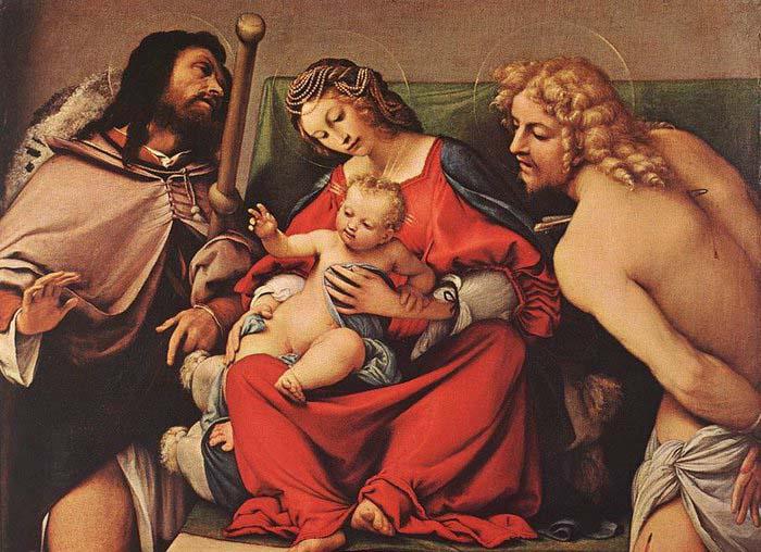 Lorenzo Lotto Madonna with the Child and Sts Rock and Sebastian France oil painting art